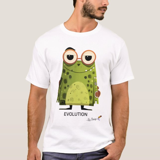 Green Frog with Glasses | EVOLUTION - By Design T-Shirt (Front)
