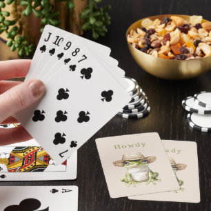 Green Frog with Hat Playing Cards