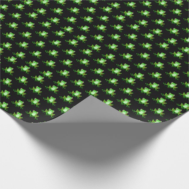 green frogs on black wrapping paper (Corner)