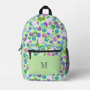 Green Frogs Pattern Personalised Monogram Printed Backpack