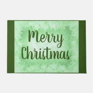 Green frost Merry Christmas Doormat