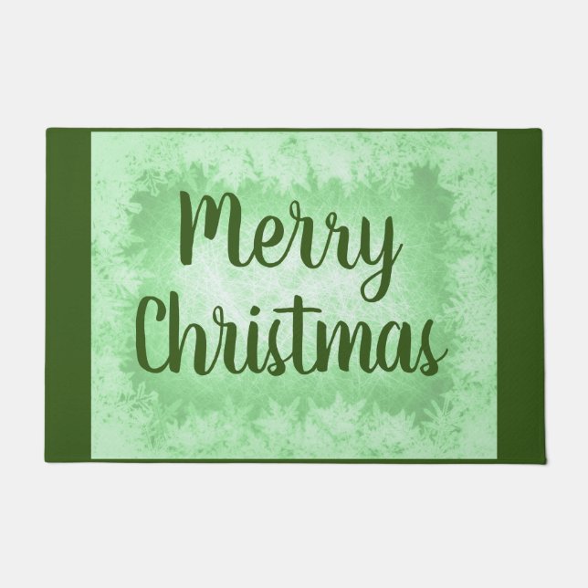 Green frost Merry Christmas Doormat (Front)