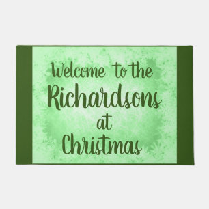 Green frost personalised Family Welcome Doormat