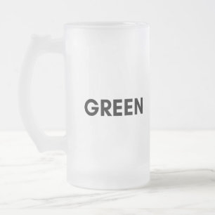 green frosted glass beer mug