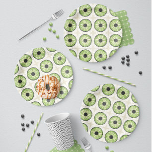 Green Fruit Slice Coordinate Tropical Sage Green Paper Plate