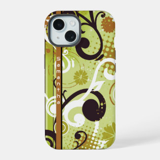 Green Frutiger Metro Floral iPhone 15 Case