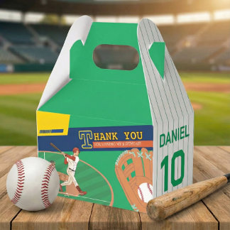 Green Fun Baseball Batter and Catcher Birthday Favour Box