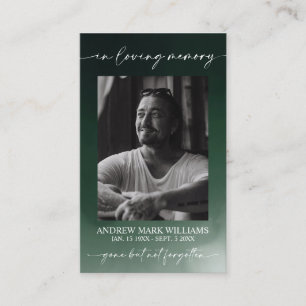 Green Funeral Memorial Prayer Photo Card