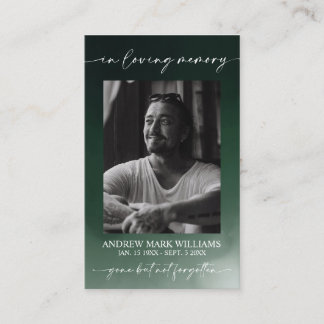 Green Funeral Memorial Prayer Photo Card