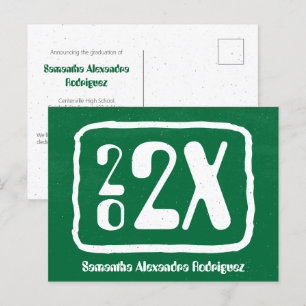 Green Funky Class Year Graduation Postcard