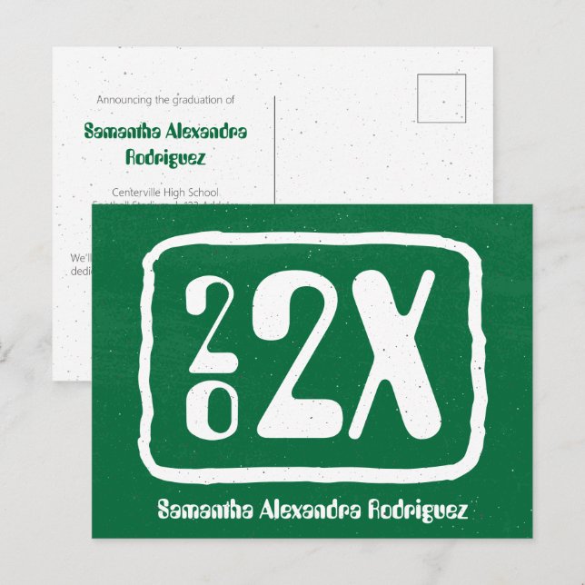 Green Funky Class Year Graduation Postcard (Front/Back)