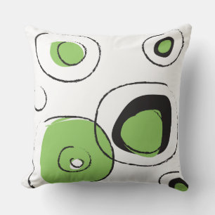 Green FUNKY DOTS DESIGN Retro Throw Pillow