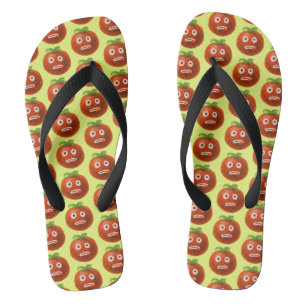 Green Funny Cartoon Tomato Pattern Jandals