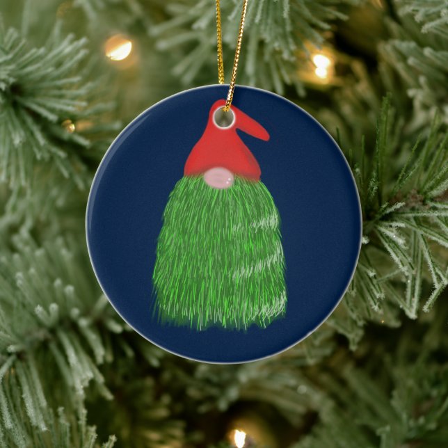 Green funny Christmas 2022 gnome fun Classic  Ceramic Tree Decoration (Tree)