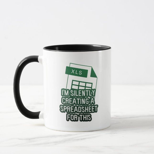 Green Funny Excel Silently Creating Spreadsheet  Mug (Left)