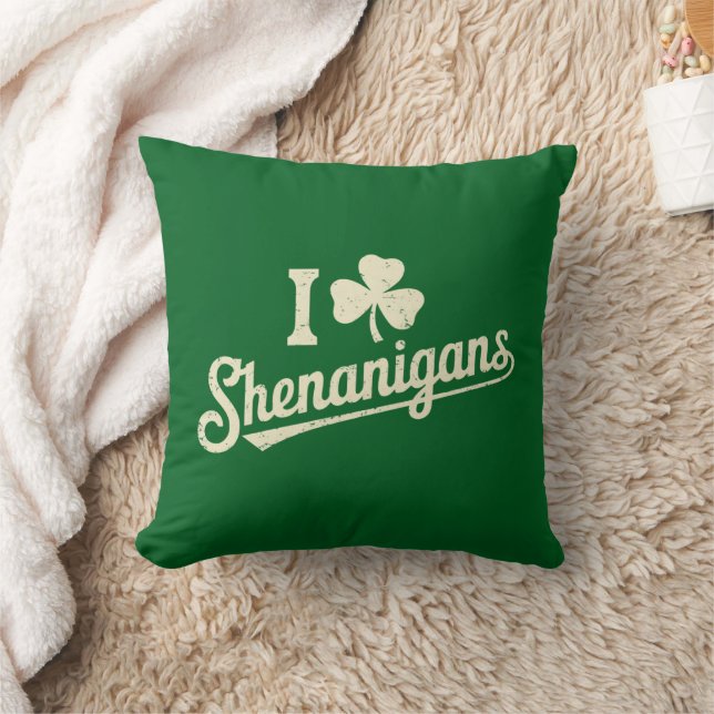 Green Funny Irish Patty's Shamrock Saint Patricks  Cushion (Blanket)