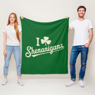 Green Funny Irish Patty's Shamrock Saint Patricks  Fleece Blanket