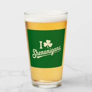 Green Funny Irish Patty's Shamrock Saint Patricks Glass
