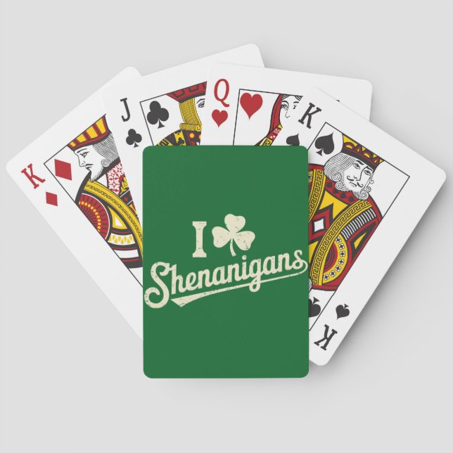 Green Funny Irish Patty's Shamrock Saint Patricks  Playing Cards (Back)