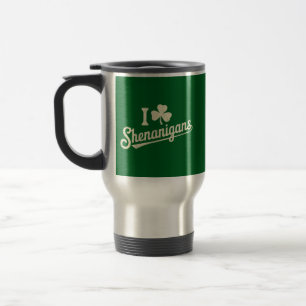 Green Funny Irish Patty's Shamrock Saint Patricks  Travel Mug