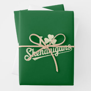 Green Funny Irish Patty's Shamrock Saint Patricks  Wrapping Paper Sheet