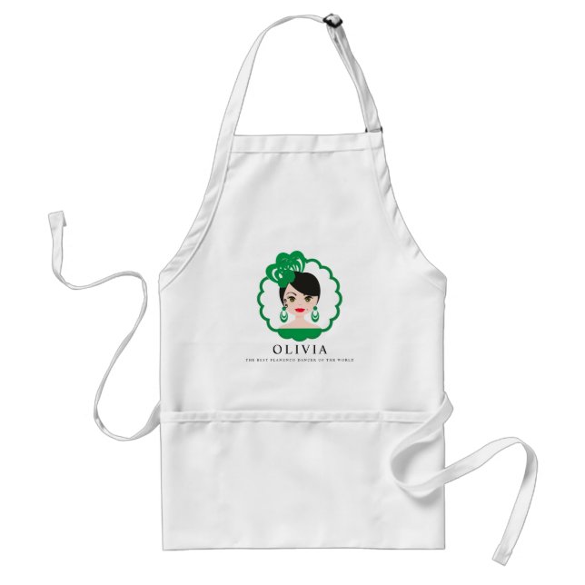 Green Funny Spanish Flamenca Girl Design for Her Standard Apron (Front)