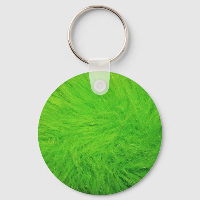 Green Fur Photo Key Ring (Front)