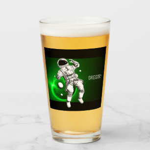 Green Galaxy Astronaut Personalised Glass