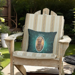 Green Galaxy Pet Photo Throw Pillow