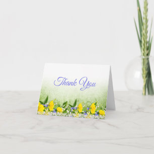 Green Garden Farm Market Yellow Purple Floral Thank You Card