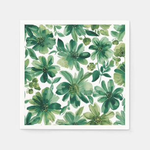 Green Garden Floral Botanical Watercolor Painting Napkin