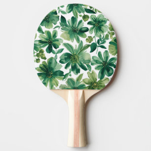 Green Garden Floral Botanical Watercolor Painting Ping Pong Paddle