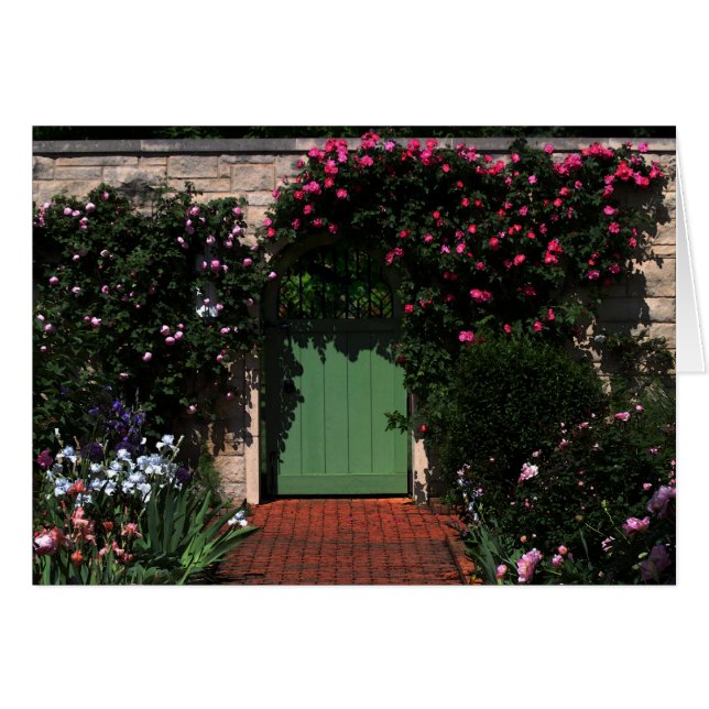 Green Garden Gate with Roses (Front Horizontal)