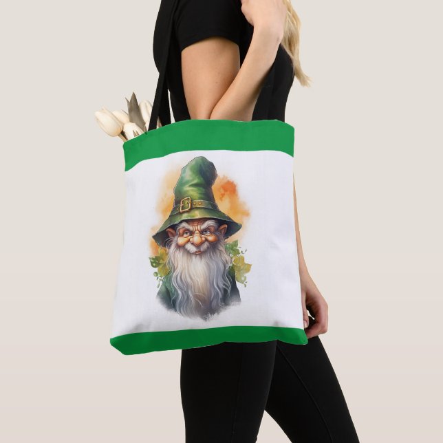 Green Garden Gnome 3 Tote Bag (Close Up)