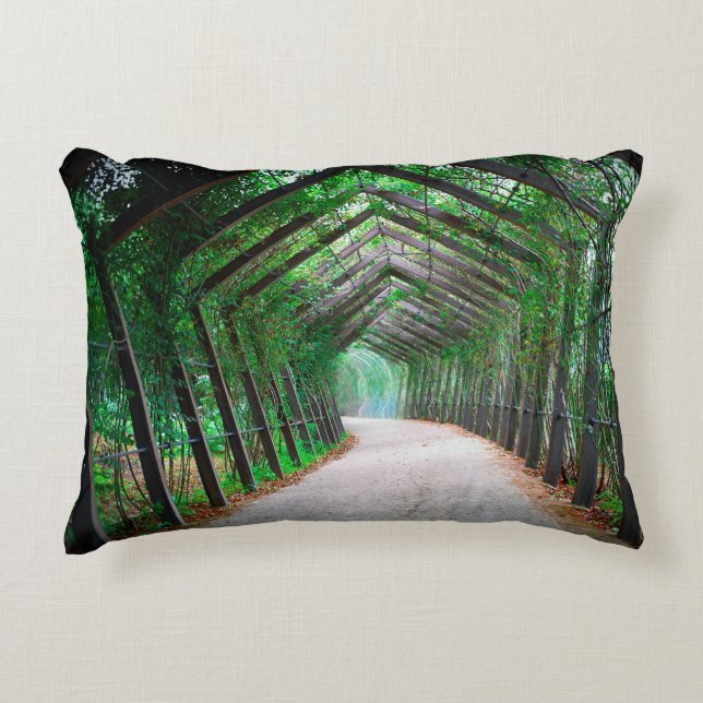 Green Garden Pathway Lumbar Pillow Design (Front)