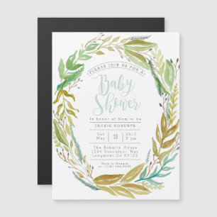 Green Garden Watercolor Baby Shower Magnetic Magnetic Invitation