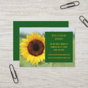Green Gardener Landscaper Florist Sunflower Business Card