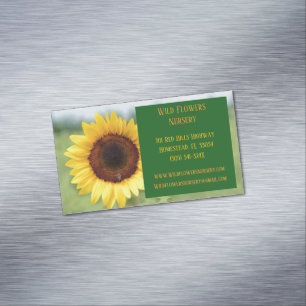 Green Gardener Landscaper  Florist Sunflower Magnetic Business Card