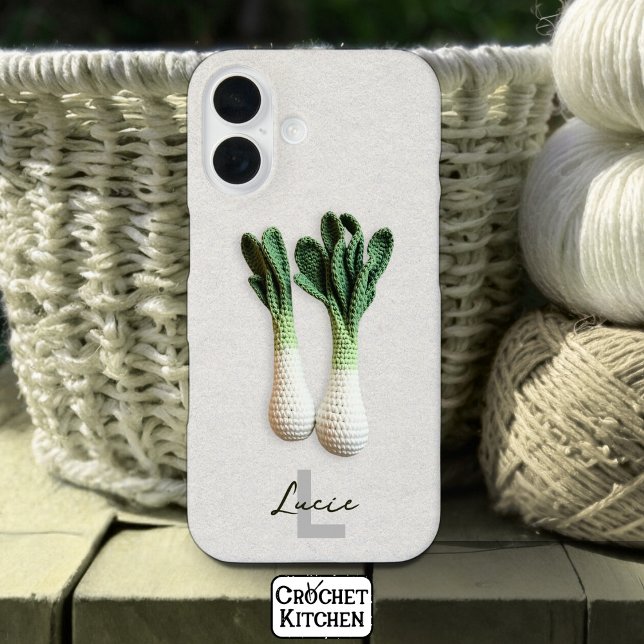 Green Gardener Minimalist Crochet Leeks Name  Case-Mate iPhone Case (Creator Uploaded)