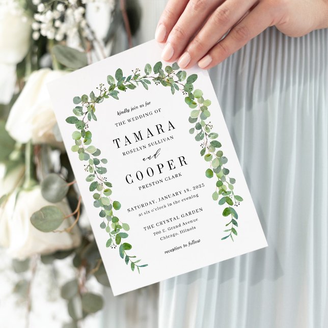 Green Garland Modern Wedding Invitation GGL (Creator Uploaded)