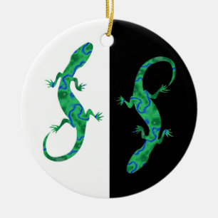 Green Gecko Ceramic Tree Decoration