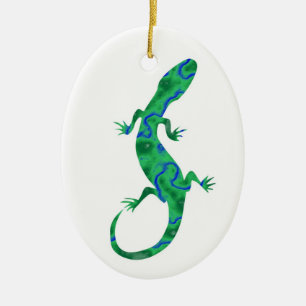 Green Gecko Ceramic Tree Decoration