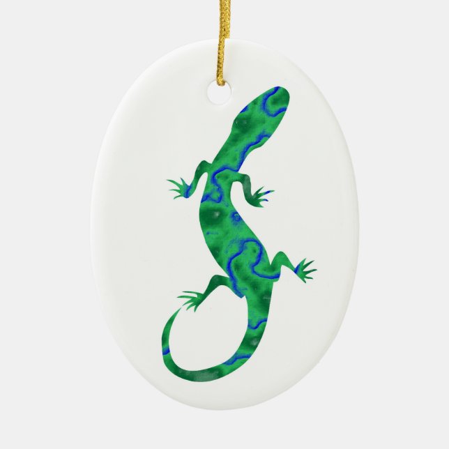 Green Gecko Ceramic Tree Decoration (Front)