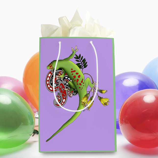 Green Gecko Tribal Lavender Red Medium Gift Bag (Creator Uploaded)