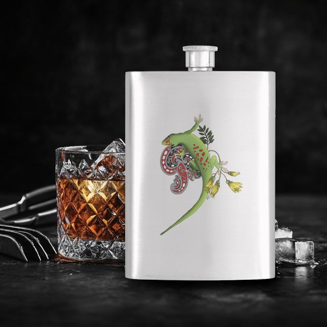 Green Gecko Tribal Purple Hip Flask (Creator Uploaded)