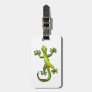 Green Gecko with Gold Pattern Luggage Tag