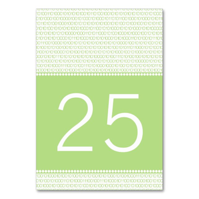 Green Geek Chic Binary Code Table Card (Front)