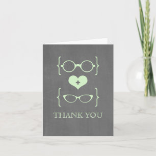 Green Geeky Glasses Chalkboard Thank You Card