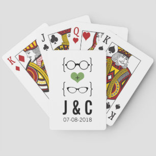 Green Geeky Glasses Playing Cards