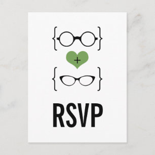 Green Geeky Glasses RSVP Postcard